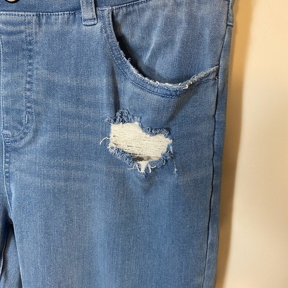 Betabrand Light Wash Distressed Pull On Stretchy Straight Jeans Size Large - Picture 4 of 12